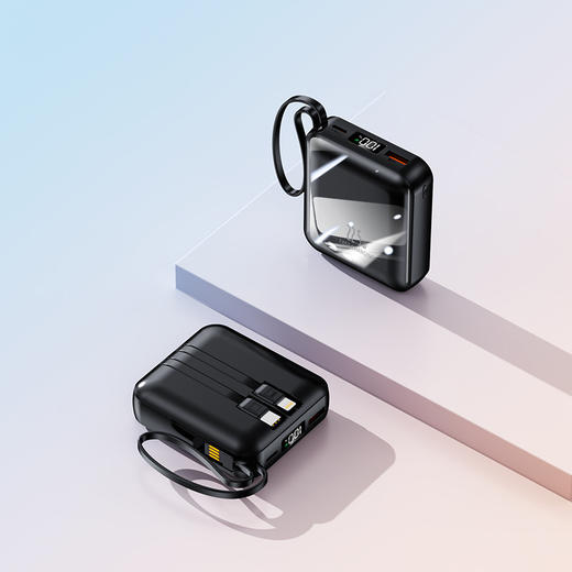 【新国标3C认证！创意撞色】超酷彩色渐变自带线快充电宝20000毫安大容量快充移动电源小巧方。ry 商品图3