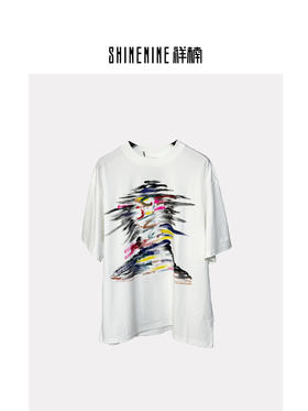 W525412333彩色笔触短袖T恤