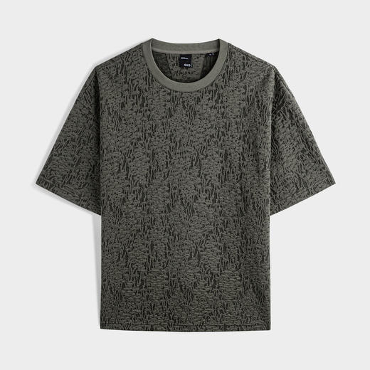 GXG男装 时尚宽松军绿色肌理面料男士短袖T恤 夏季热卖G24X442062 商品图4