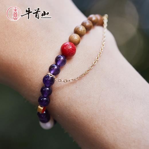 牛首山文创紫禁·金丝楠木水晶手串原创精致国风单圈手饰礼物 商品图1
