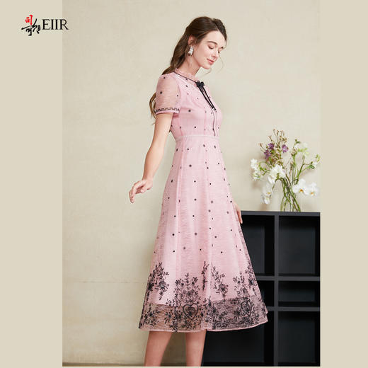 司歌蕾丝绣花复古显瘦连衣裙短袖A911022X 商品图1