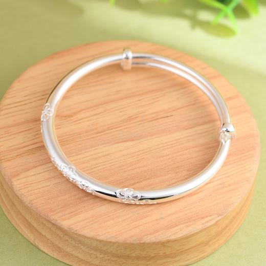 【梅花之悦】足银999素银圆棍实心推拉车花梅花手镯【SCH-SZ0025-1-228】 商品图2