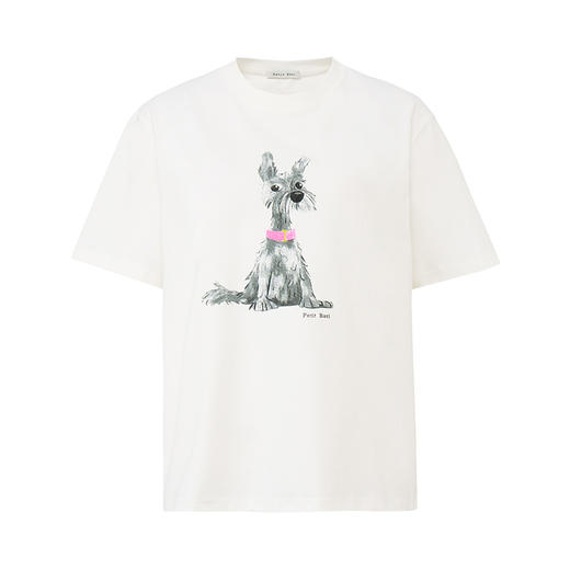 【2件9折】【Petit Bari】原创趣味潦草狗印花短袖T恤 商品图1