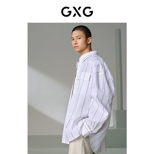 GXG男装 条纹长袖翻领衬衫 春季热卖商务休闲长袖衬衫G24X032006 商品图3