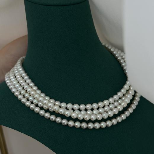 【甄珠贝】ji光正圆akoya项链，细微微瑕完全不影响佩戴，是akoya珍珠中的高端品质，5-6mm，chao漂亮 商品图1