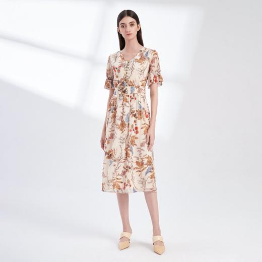 裘堤婼JETEZO	印花V领显瘦连衣裙	BA5006E 商品图4