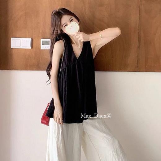 （小眠专属）Max Daex®极简黑杏套装 | 天丝棉无袖V领背心 +奶皮天丝阔腿裤，宽松款，不挑身材 商品图6