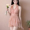 泳衣女款2025新款高级感法式V领复古连体裙式度假沙滩温泉游泳装 商品缩略图1
