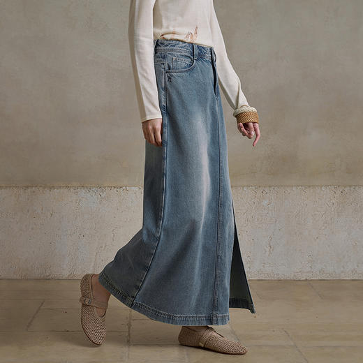 【林栖设计小店】【牛仔系列】九分牛仔裤复古休闲开衩个性2025秋季新款裤裙女1953071 商品图0