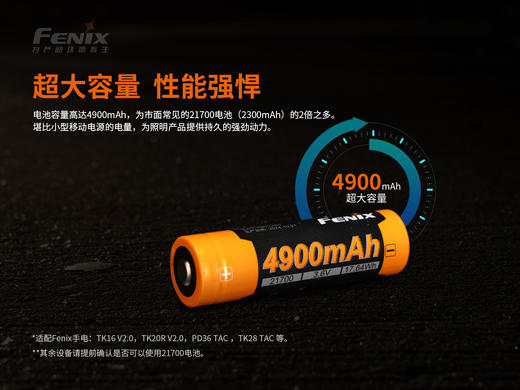 Fenix ARB-L21-4900U USB充电21700锂电池强光手电筒充电电池 商品图2