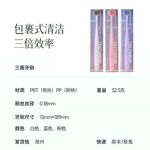 【湖州仓29.9元包邮】【三面牙刷】让刷牙更高效 软毛质地 温和舒适~湖州仓 商品图2