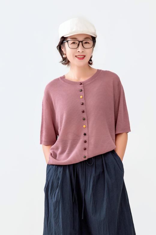 彩扣短袖针织衫 商品图1