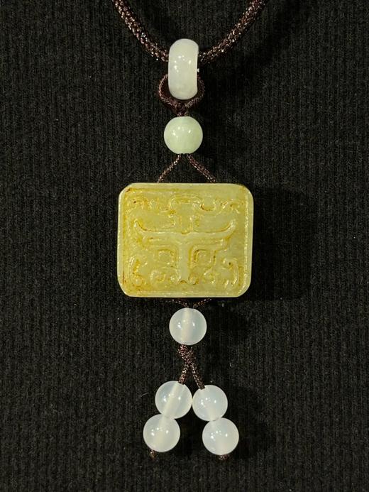 和田白玉雕饕餮纹方形吊坠牌，顺丰包邮 商品图12
