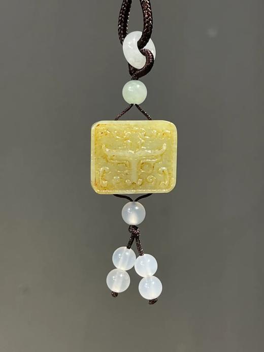 和田白玉雕饕餮纹方形吊坠牌，顺丰包邮 商品图2