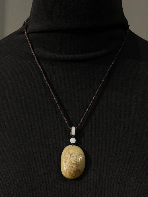 青黄玉原石雕诗文高仕图吊坠，顺丰包邮 商品图7