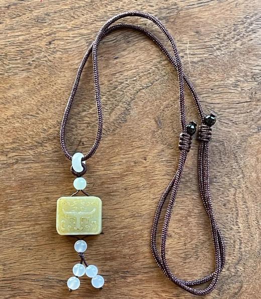 和田白玉雕饕餮纹方形吊坠牌，顺丰包邮 商品图4