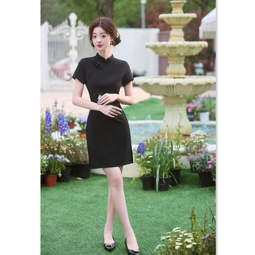 GX2025夏款中国风罗马棉短款复古旗袍改良修身显瘦新中式日常旗袍裙 商品图2