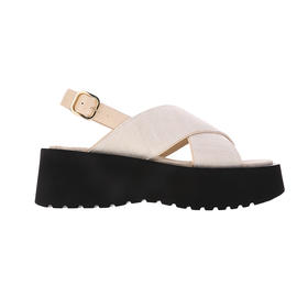 sheme环保火草绒皮料拼接女式厚底凉鞋时尚百搭可定制