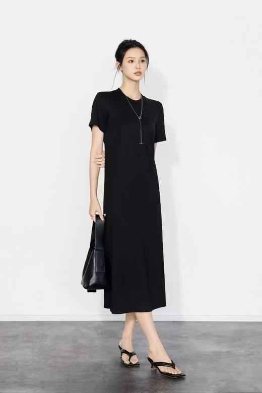 100%罗马天丝美洋同款显瘦小黑裙 商品图0
