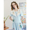 两三事 沫屿芳华 2025夏季新款森系花边绣花娃娃领印花a字连衣裙 商品缩略图2
