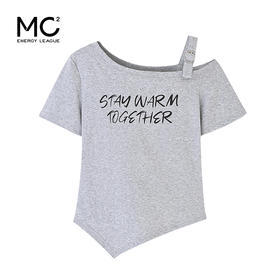 女装圆领露肩散粉短袖T恤-19921T5224002