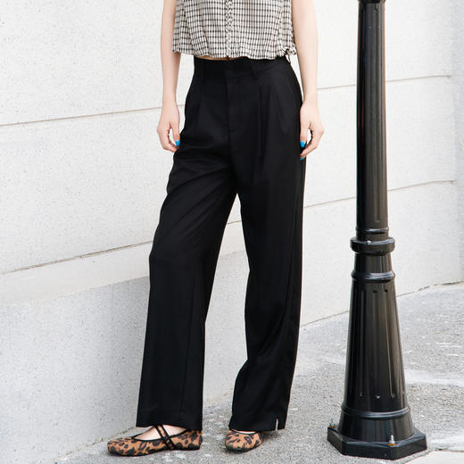 谜底极简西装裤女2025秋季新款通勤风高腰宽松阔腿长裤257MK7714 商品图0
