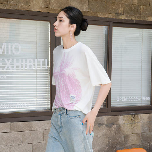 谜底印花T恤短袖女2025夏季新款休闲百搭宽松圆领上衣257MT7787 商品图1