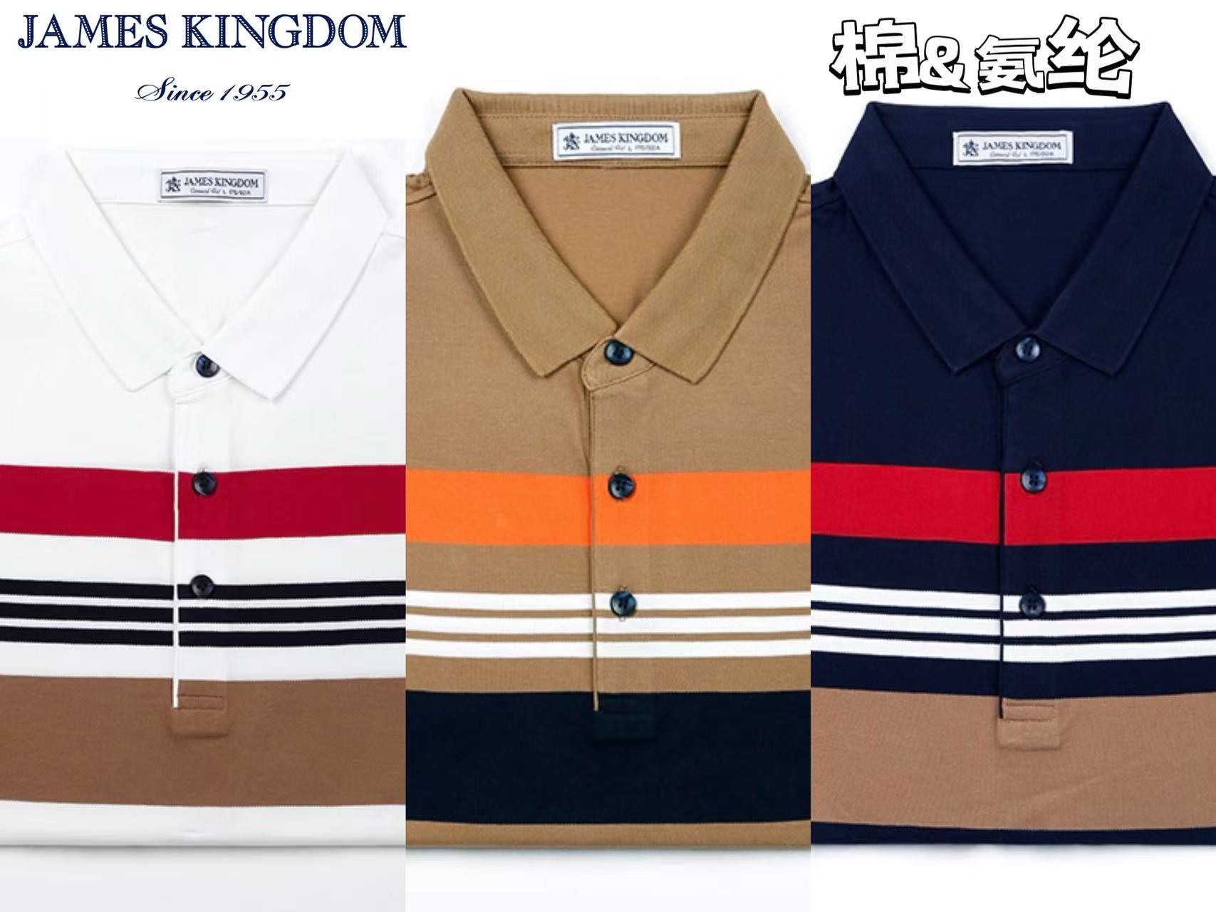 【1件/79 2件/150】占姆士男士夏季棉质条纹网状短袖POLO衫  一款3色