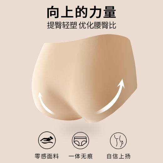 【3条装❗粉底液无痕内裤】为国人专研特调肤色更隐形，立体3D桃心臀型，360°贴合包臀不夹臀，防卷边不下滑，女款10A抗jun冰丝中腰薄款透气三角QQ 商品图1