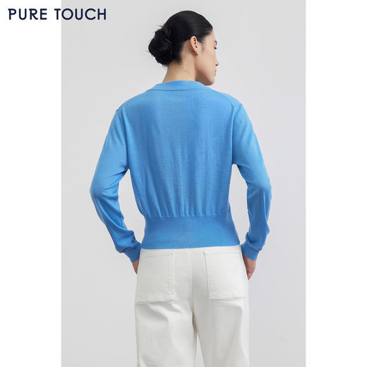 PURE TOUCH 宝蓝色V领短款针织开衫 商品图4