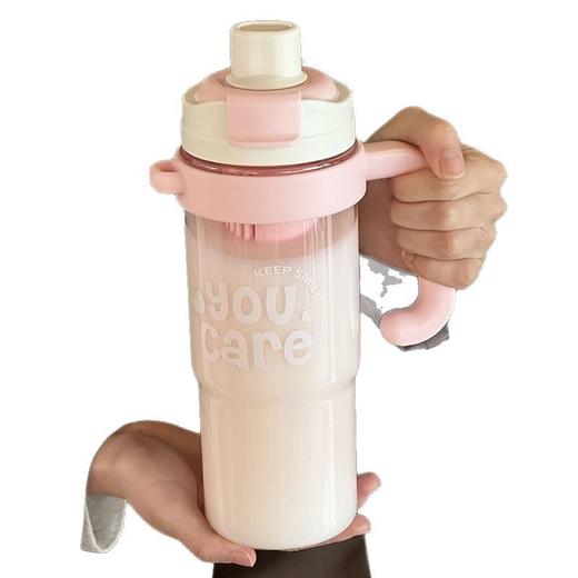 【1200ml超大容量❗️双饮冰霸杯吸管杯】吸喝（双饮）增加饮水趣味，一盖两用直饮&吸管，解锁两种喝法，夏季女大容量吸管杯手柄水杯便携杯子，耐高温塑料杯双饮冰霸杯L 商品图4