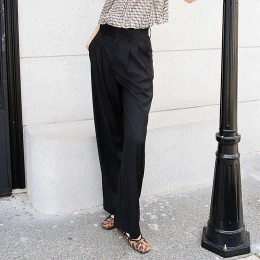 谜底极简西装裤女2025秋季新款通勤风高腰宽松阔腿长裤257MK7714 商品图1