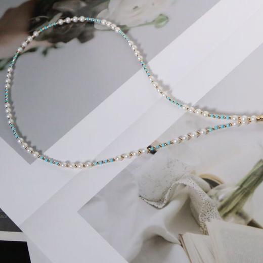 【甄珠贝】磁吸扣 天然淡水珍珠长链 原矿绿松石 项链 925纯银配件 商品图5