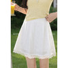 鹿向南「轻氧假日」米白色半身裙女夏刺绣蕾丝拼接小个子高腰短裙 商品缩略图2