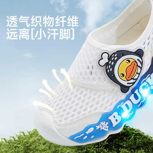 B.Duck小黄鸭童鞋夏季男女童运动透气灯鞋24-30 B1686897 商品图2