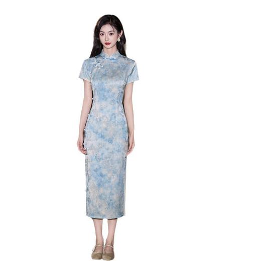 GX复古中国风长款提花单层旗袍2025夏季新款改良中式年轻旗袍 商品图4