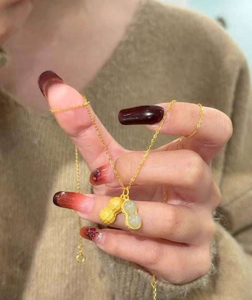 【敦煌晴水和田玉花生项链】敦煌天然晴水和田玉项链 S925银镀金 好事花生吊坠 商品图2