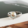 【天然正品】AU750白金镶钻镶天然近完美约7.3MM真多麻海水珍珠戒指14号（戒圈可改）女士现售价：3280！300625NJS04 商品缩略图4