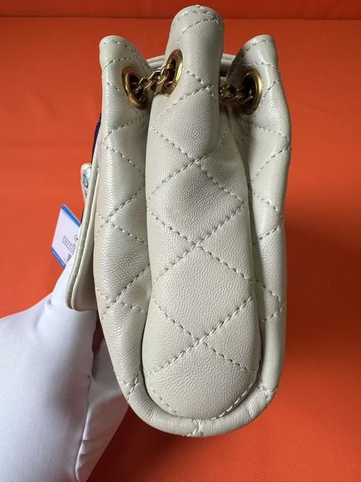 SAINT LAURENT圣罗兰 YSL nolita 古铜色金属配件金属联结字母标志 菱格纹羊皮革 单肩斜挎包 迷你 女款 白色 商品图3