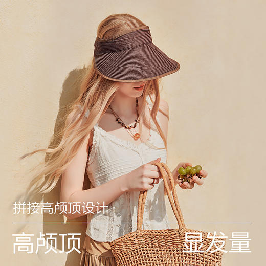【云感丝线，丝缕防晒空顶帽~】KK&uvno防晒草帽遮阳空顶太阳帽子 女海边户外出游大帽檐 防紫外线-QQ 商品图3