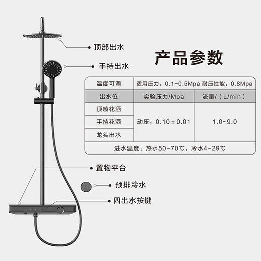海尔零冷水淋浴器 HGU0-L50BH00智能恒温随心浴花洒套装数显实时监测调节水温置物平台方便收纳 商品图8