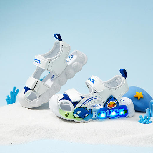 B.Duck小黄鸭童鞋夏季儿童凉鞋灯鞋24-30 B2585018 商品图3