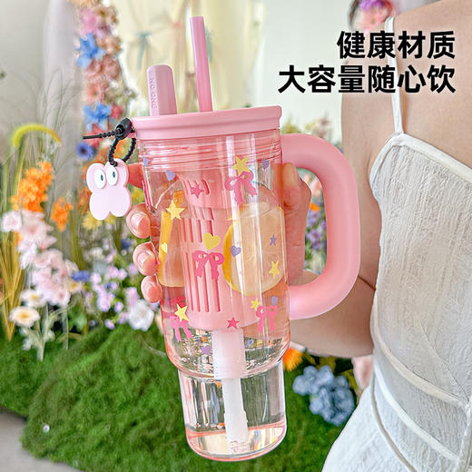 【伸缩吸管！开盖就可以喝水】巨无霸水杯大容量吸管杯子女新款夏天吨吨杯便携高颜值冰霸杯。ry 商品图2