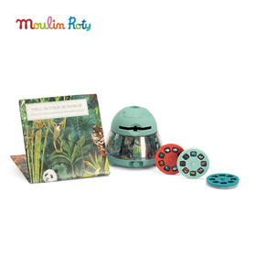 Moulin Roty 寰宇动物故事投影夜灯 适合4岁+ 含3枚幻灯片 大型投射 视觉震撼 寰宇动物系列 法国品牌-719365