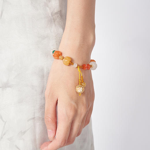 大英博物馆东方梦境系列好运莲莲雕刻南瓜珠福禄寿手链 商品图4