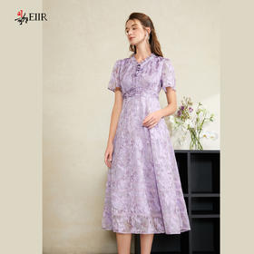 司歌提花雪纺短袖收腰连衣裙A911223X