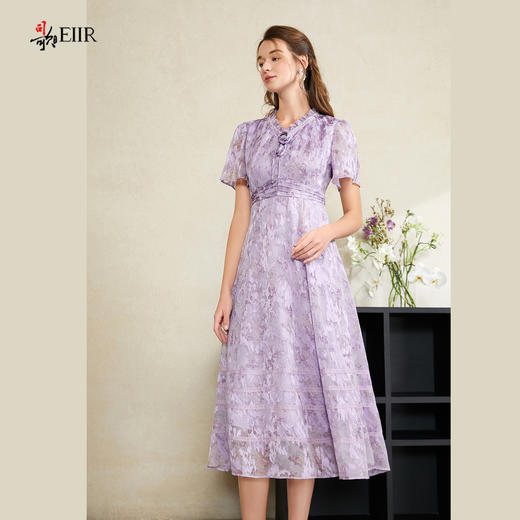 司歌提花雪纺短袖收腰连衣裙A911223X 商品图0