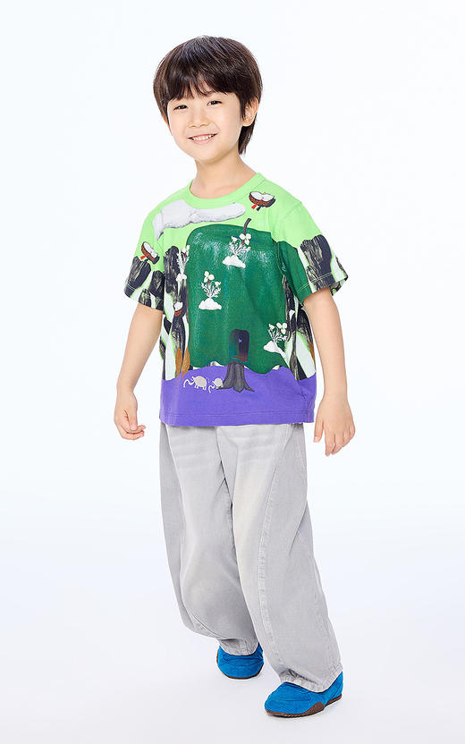 【春上新】8楼 江南布衣童装 花型宽松印花短袖T恤男女童25秋新品 吊牌价：395元 活动价：356元 商品图0
