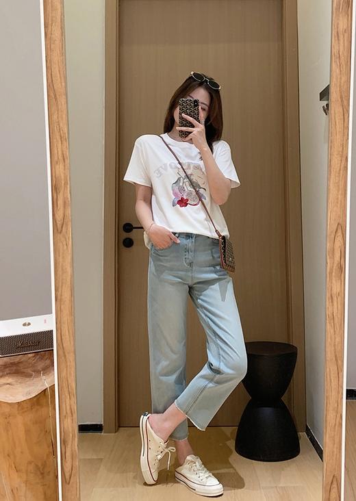 重工刺绣钉珠石榴液氨新疆棉刺绣印花T恤 商品图12