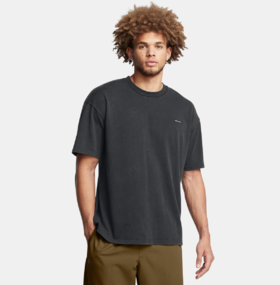 安德玛UA男子高克重跑步健身训练运动休闲宽松短袖T恤1389147-001